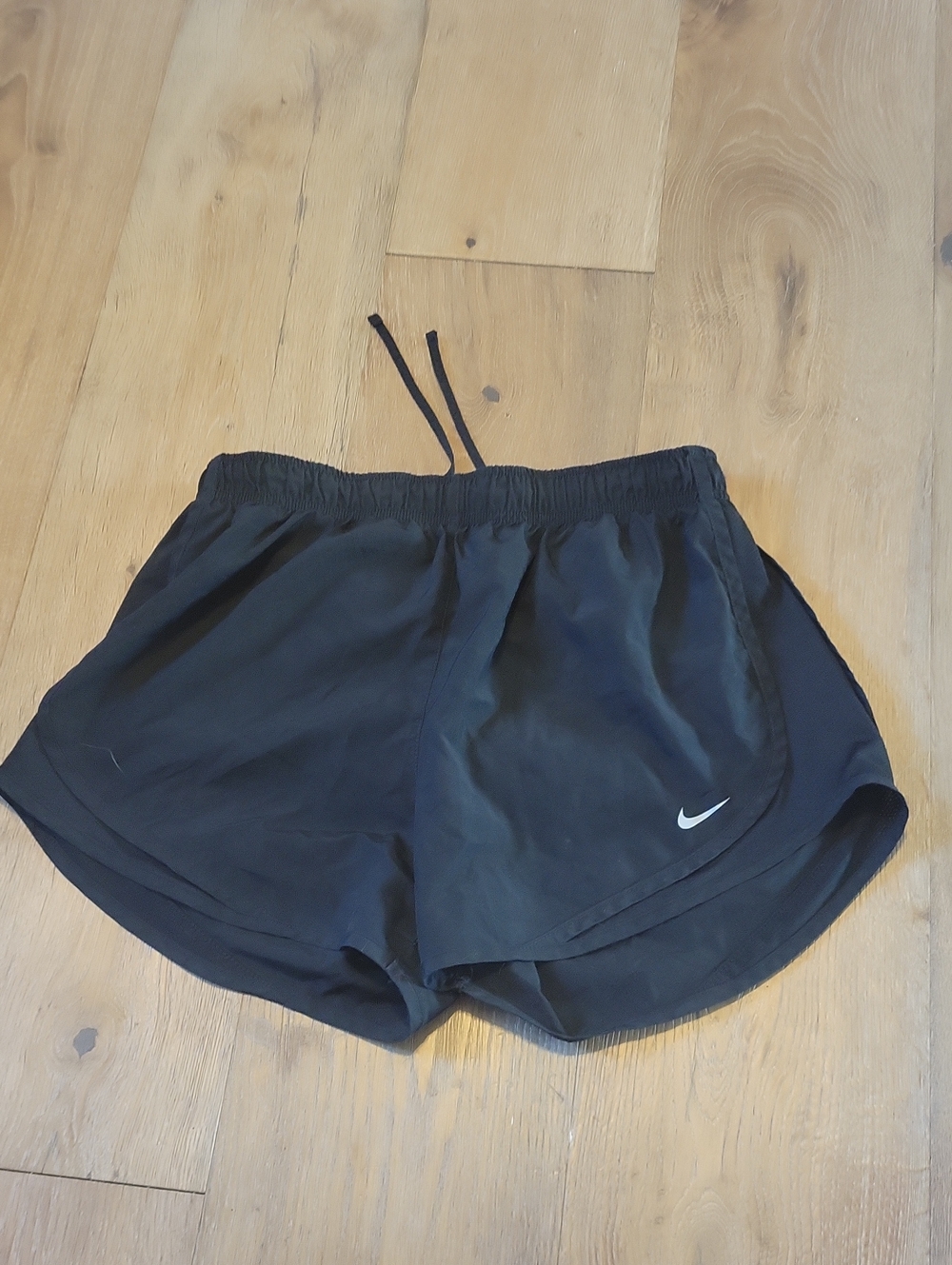 Black Nike Black Women's Athletic Shorts with White Swoosh Size Medium